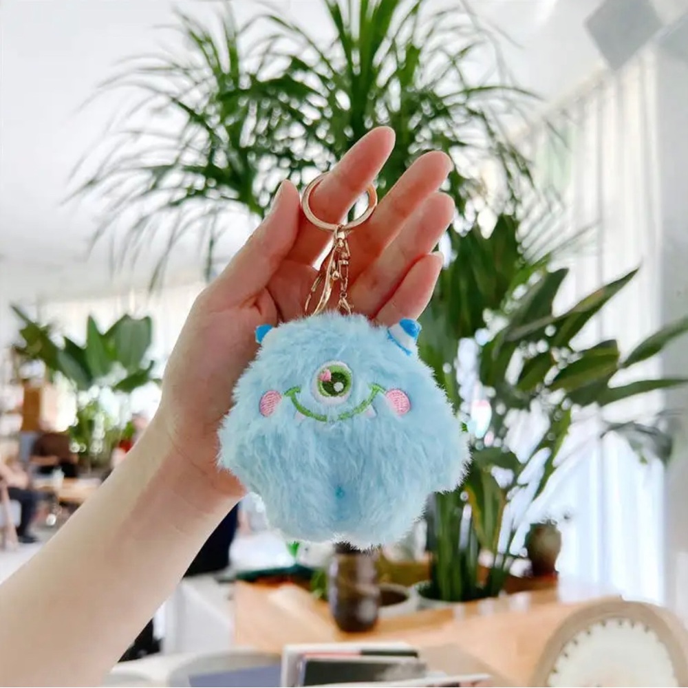 Cute blue one eye monster keychain